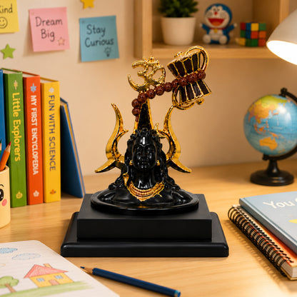 Adiyogi Shiva Statue with Golden Trishul, Damru & Om Symbol