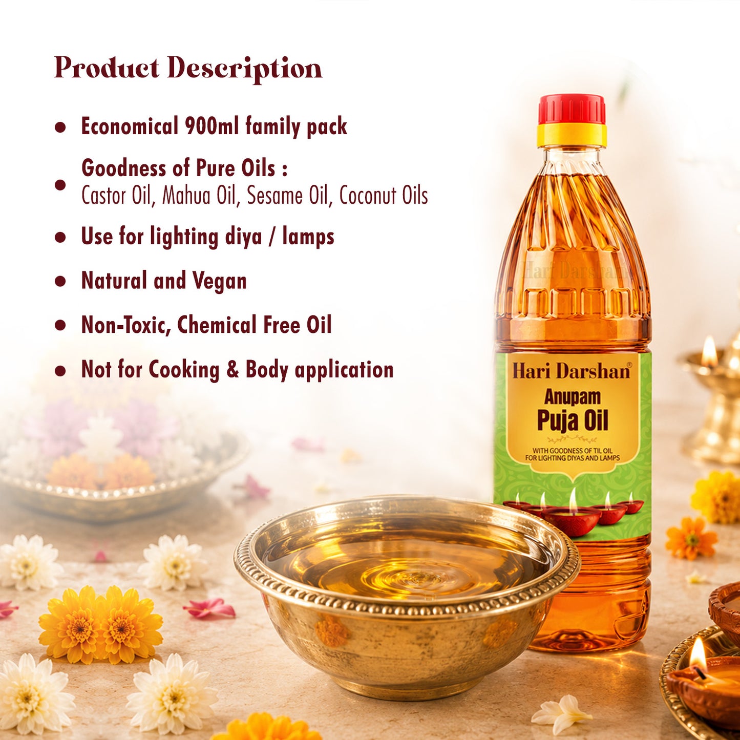 Anupam Puja Diya Oil - With the Goodness of Til Oil - Promotes Purity and Spirituality