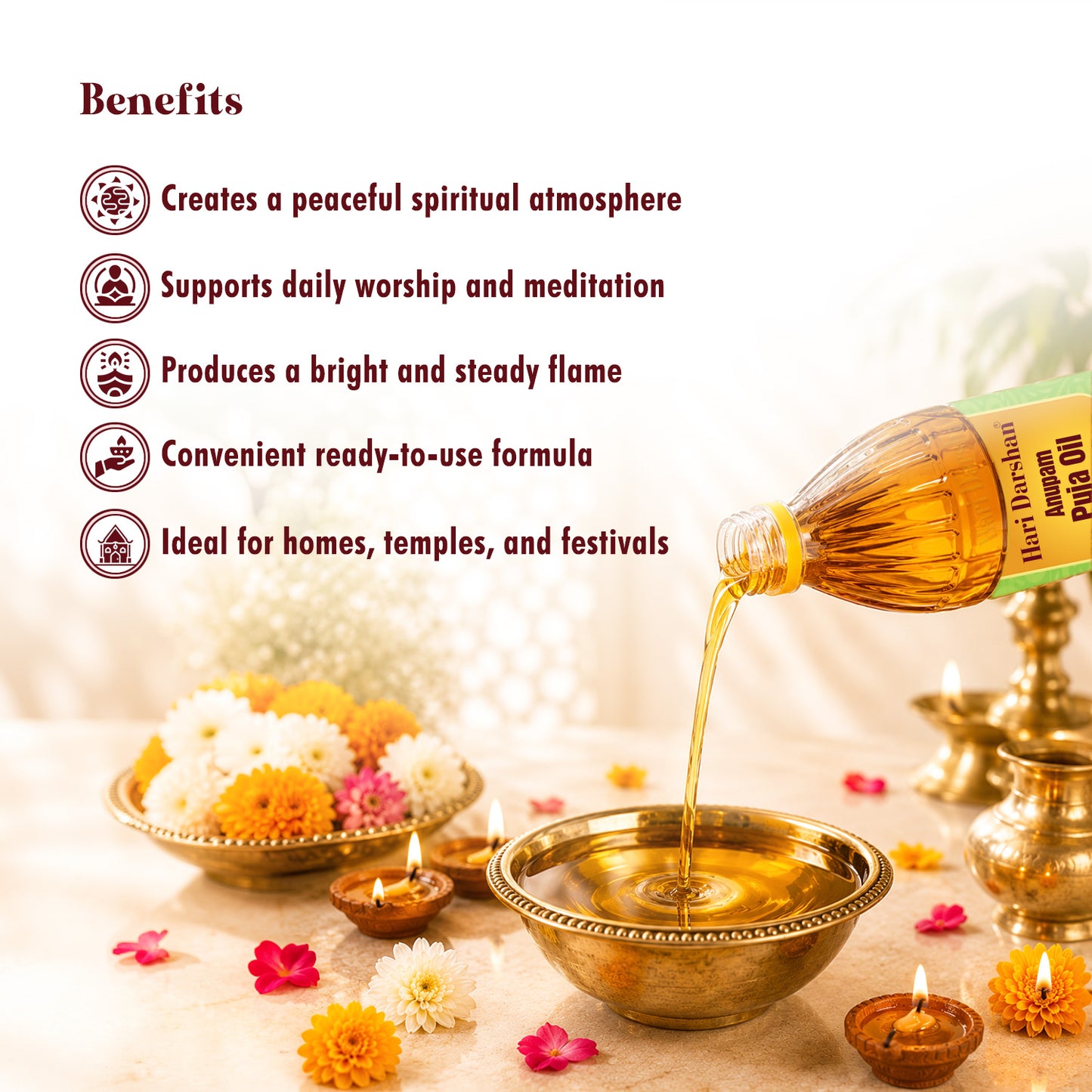 Anupam Puja Diya Oil - With the Goodness of Til Oil - Promotes Purity and Spirituality
