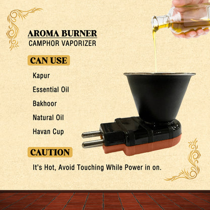 Aroma Burner - Camphor | Kapoor | Kapur Vaporizer for Pooja Room/Home Freshener with 50g Bhimseni Camphor