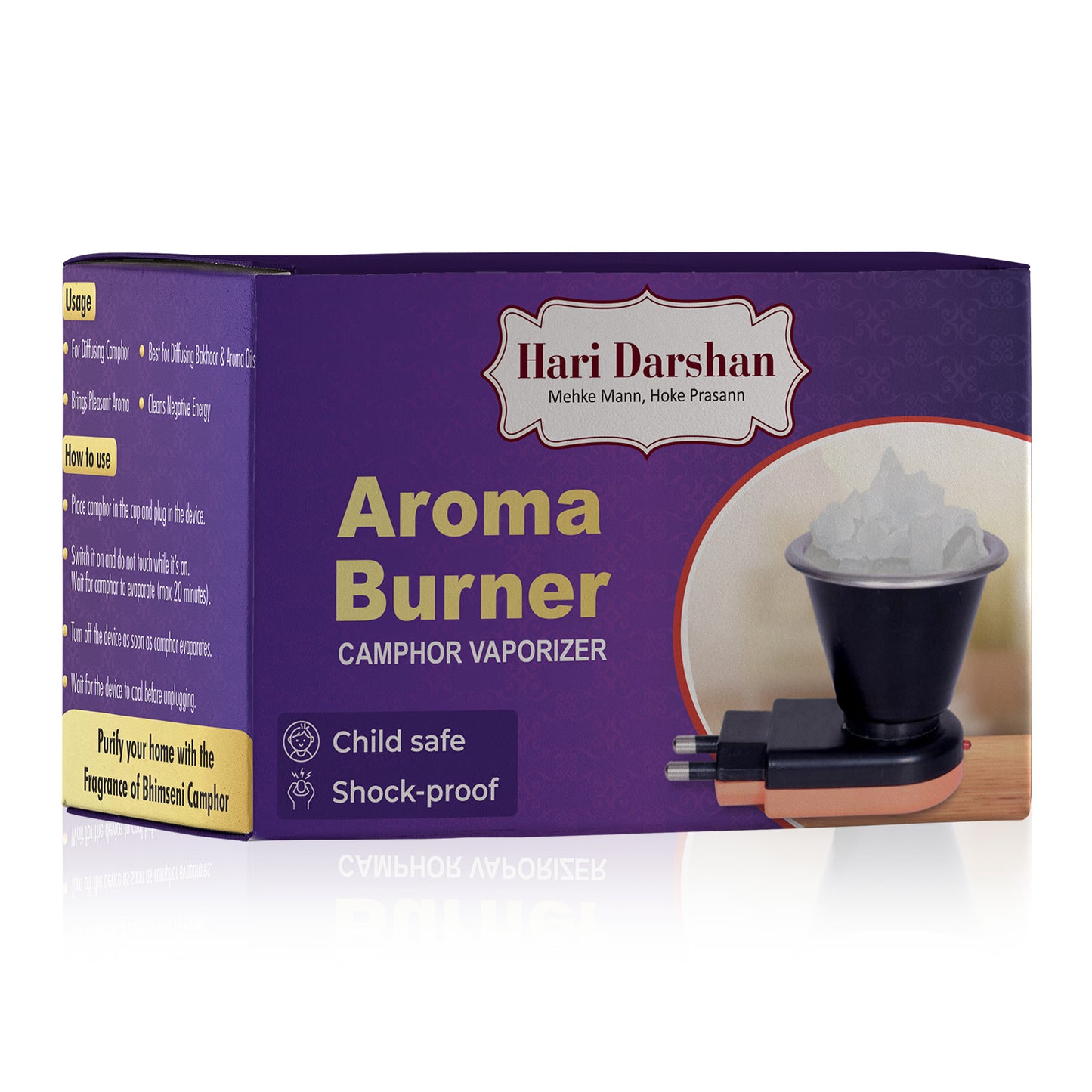 Aroma Burner - Camphor | Kapoor | Kapur Vaporizer for Pooja Room/Home Freshener with 50g Bhimseni Camphor