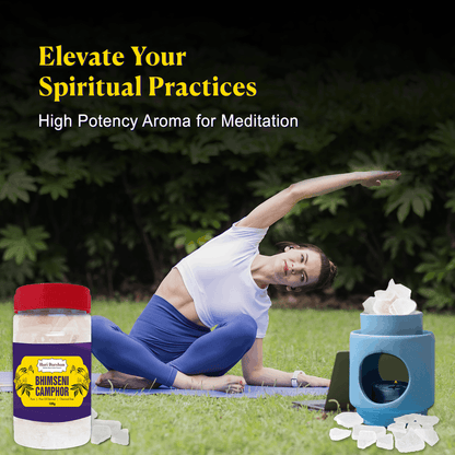 Pure Bhimseni Camphor - Pure Kapur crystals - For Pooja, Meditation, Havan or Room Freshener - 100g