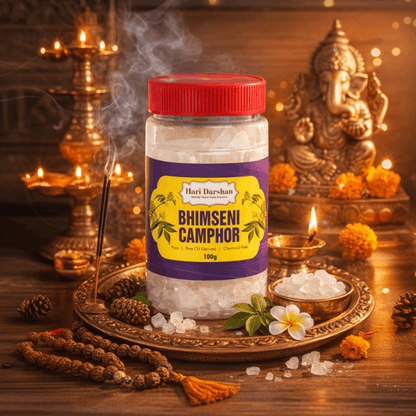 Pure Bhimseni Camphor - Pure Kapur crystals - For Pooja, Meditation, Havan or Room Freshener - 100g