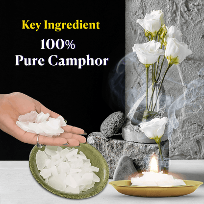 Pure Bhimseni Camphor - Pure Kapur crystals - For Pooja, Meditation, Havan or Room Freshener - 100g