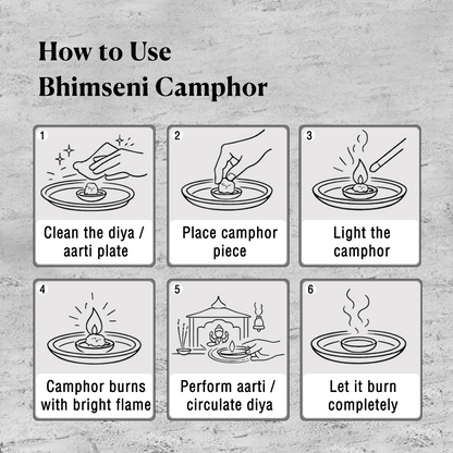 Pure Bhimseni Camphor - Pure Kapur crystals - For Pooja, Meditation, Havan or Room Freshener - 100g