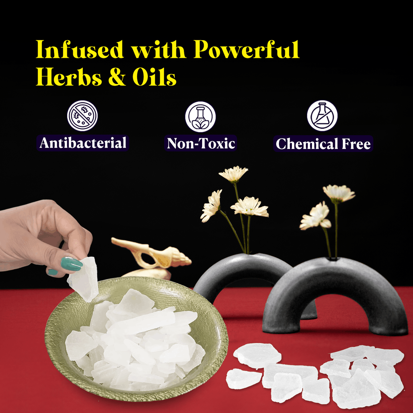 Pure Bhimseni Camphor - Pure Kapur Crystals - For Pooja, Meditation, Havan or Room Freshener - Jar - 150g