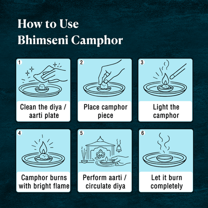 BHIMSENI CAMPHOR - Pure Kapur Crystals - For Pooja, Meditation, Havan or Room Freshener - Jar - 500g