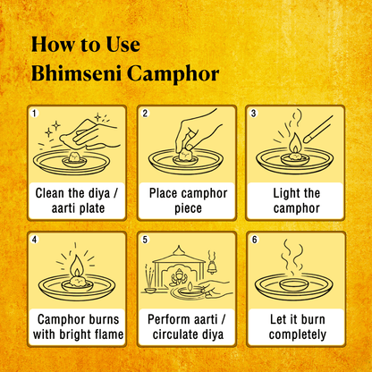 BHIMSENI CAMPHOR - Pure Kapur Crystals - For Pooja, Meditation, Havan or Room Freshener - Jar - 50g