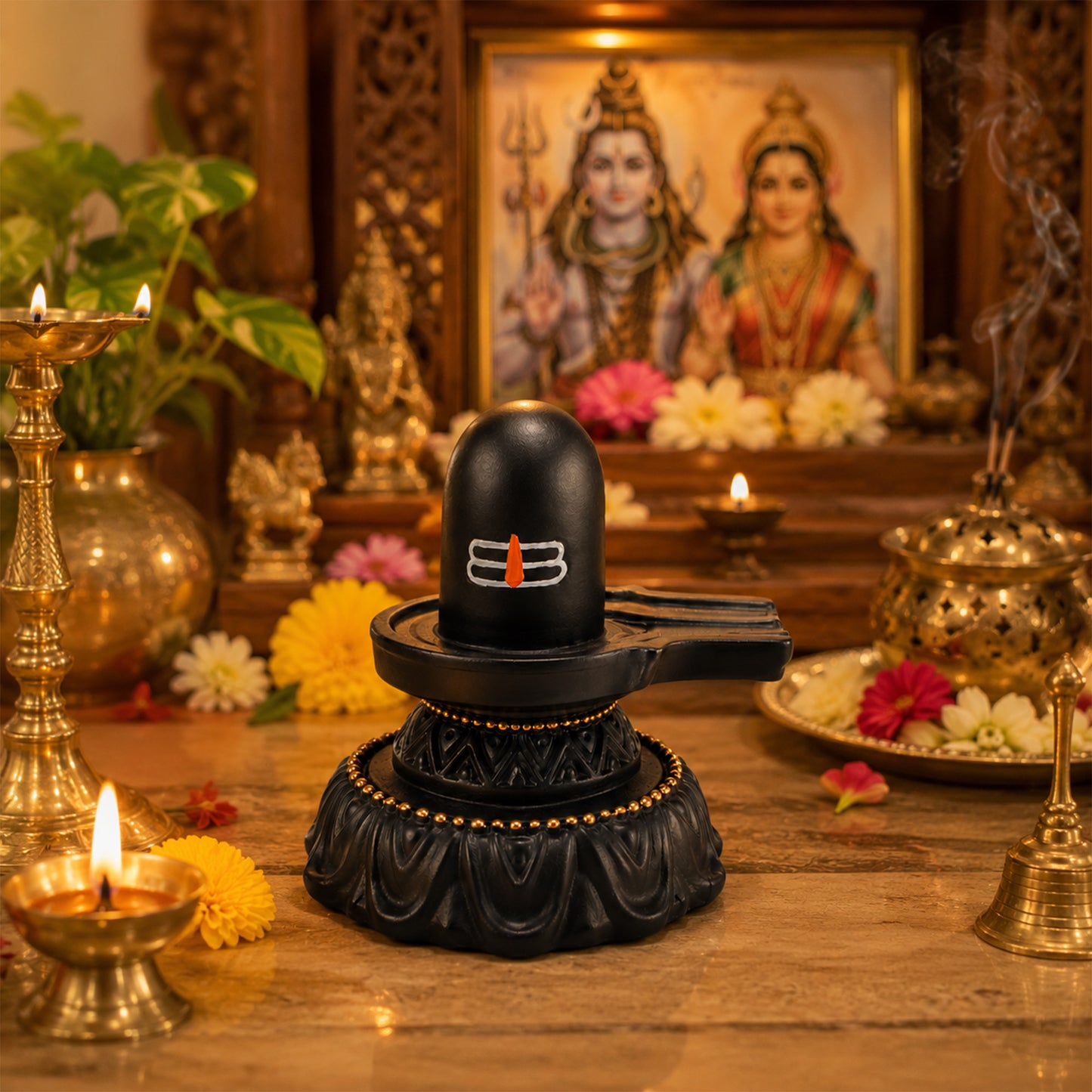 Black Shivling with Tilak | Lord Shiva Shivling for Home & Pooja