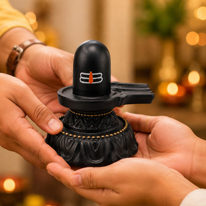 Black Shivling with Tilak | Lord Shiva Shivling for Home & Pooja