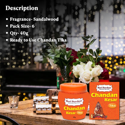 Chandan Kesar Tika - Made with Pure Mysore Sandalwood Paste + Saffron with Powerful Mantras - 40g