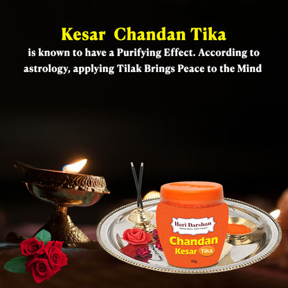Chandan Kesar Tika - Made with Pure Mysore Sandalwood Paste + Saffron with Powerful Mantras - 40g