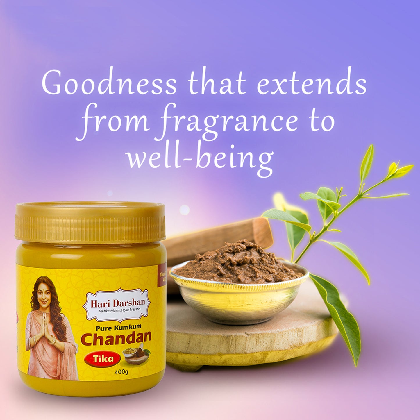 Chandan Tika - Traditional Paste Made with Pure Sandalwood Powder, Saffron & Other natural herbs with Powerful Mantras - Jar - 400g