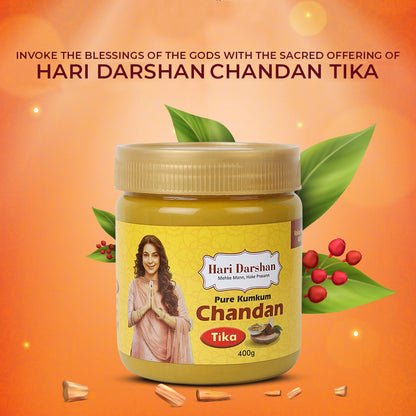 Chandan Tika - Traditional Paste Made with Pure Sandalwood Powder, Saffron & Other natural herbs with Powerful Mantras - Jar - 400g