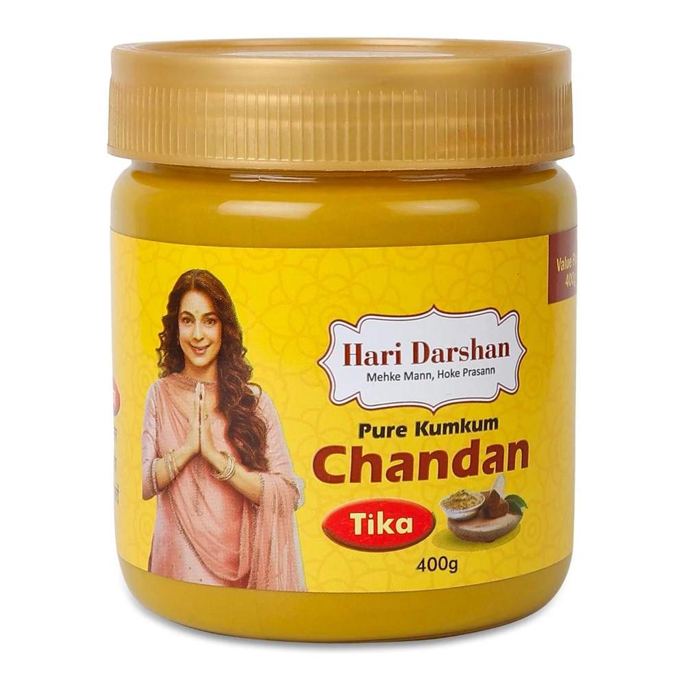 Chandan Tika - Traditional Paste Made with Pure Sandalwood Powder, Saffron & Other natural herbs with Powerful Mantras - Jar - 400g
