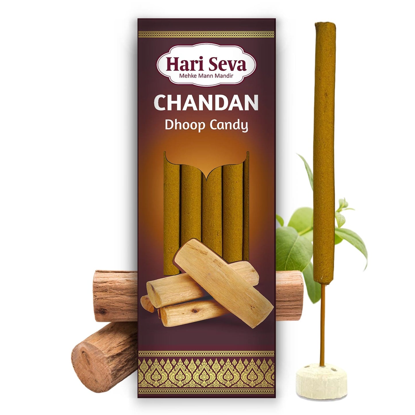 Hari Seva Candy Dhoop & Agarbatti Combo - Rose, Mogra, Loban & Chandan (Pack of 4)