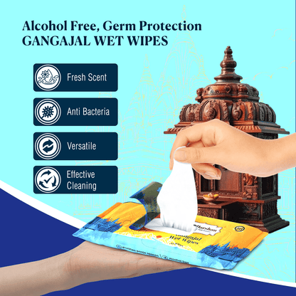 Gangajal Wet Wipes - 30 Wipes Each | Multipurpose Sacred Purity in Every Wipe