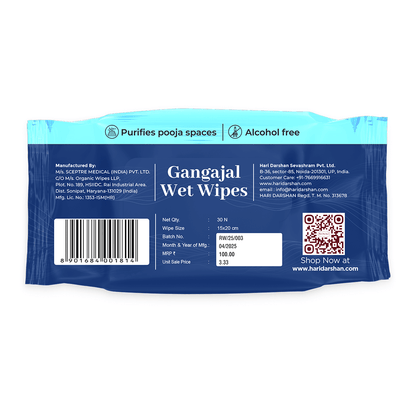 Gangajal Wet Wipes - 30 Wipes Each | Multipurpose Sacred Purity in Every Wipe