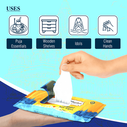 Gangajal Wet Wipes - 30 Wipes Each | Multipurpose Sacred Purity in Every Wipe
