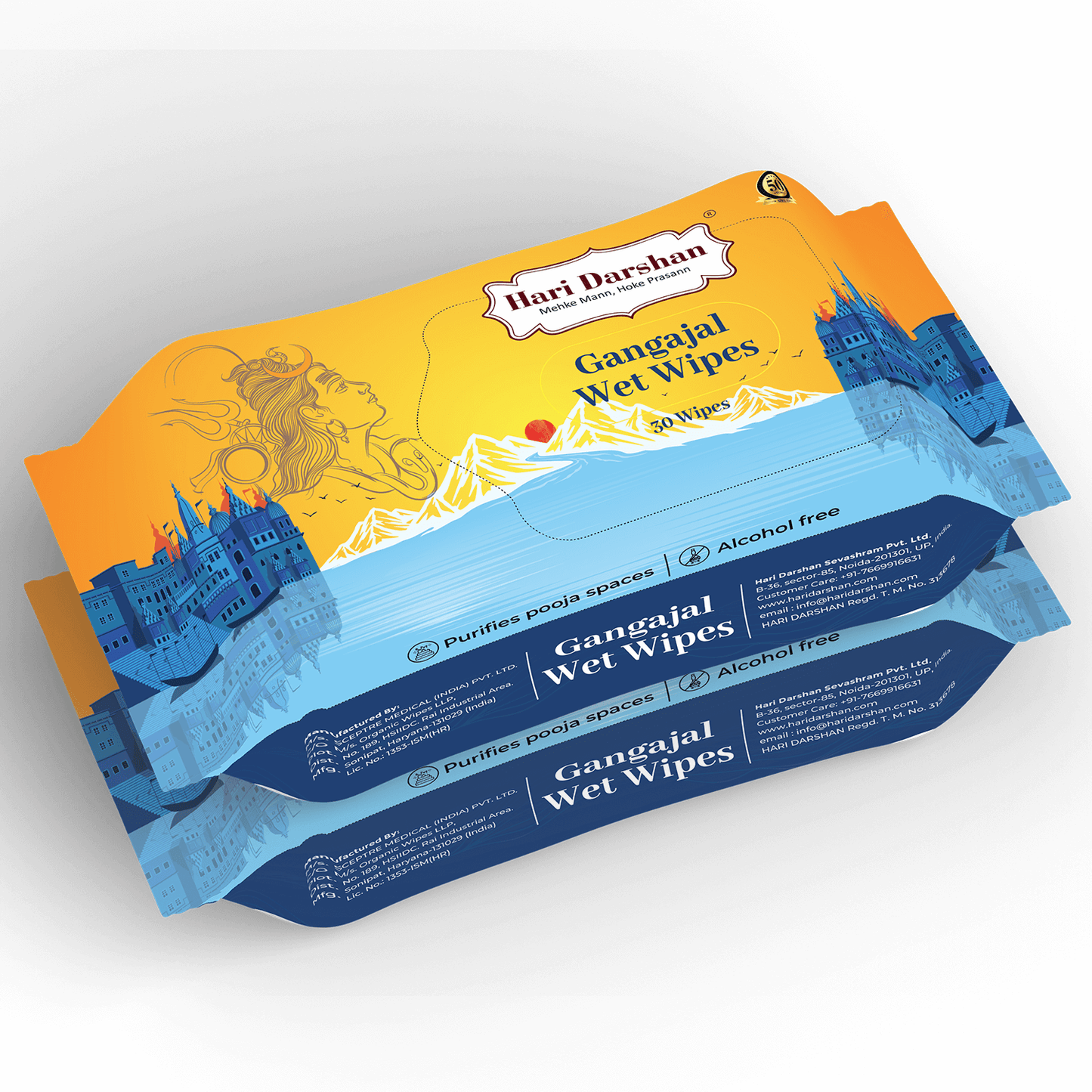 Gangajal Wet Wipes - 30 Wipes Each | Multipurpose Sacred Purity in Every Wipe