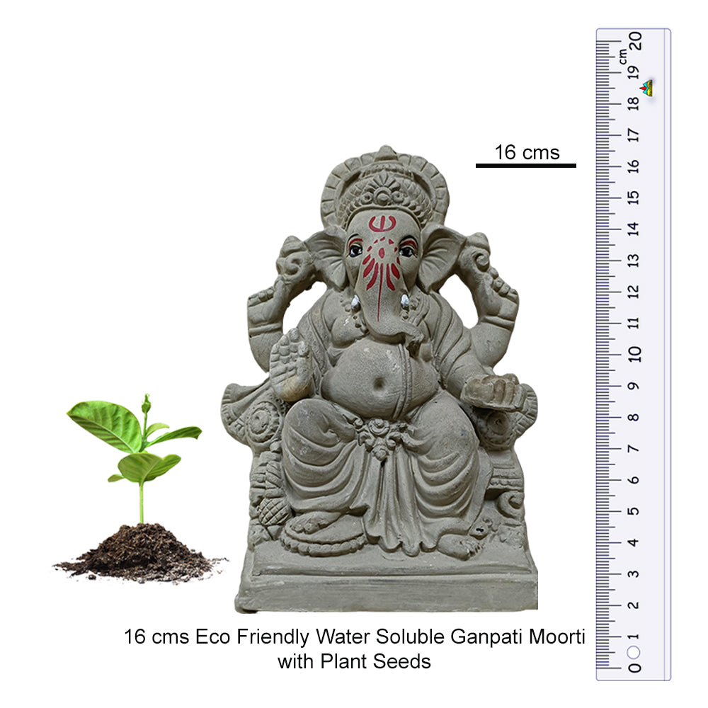 Ganpati Utsav Kit for Ganpati Pooja - with Eco-Friendly Water Soluble Ganpati Statue/Ganpati Puja Kit/Ganesh Chaturthi Puja Kit (14 Items) with Detailed Puja Vidhi in Hindi & English