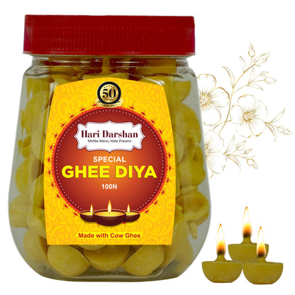 Ghee Diya - Made With Cow Ghee - Ready-to-Use - 20 Minutes Burning Time - 100pc Small Diya