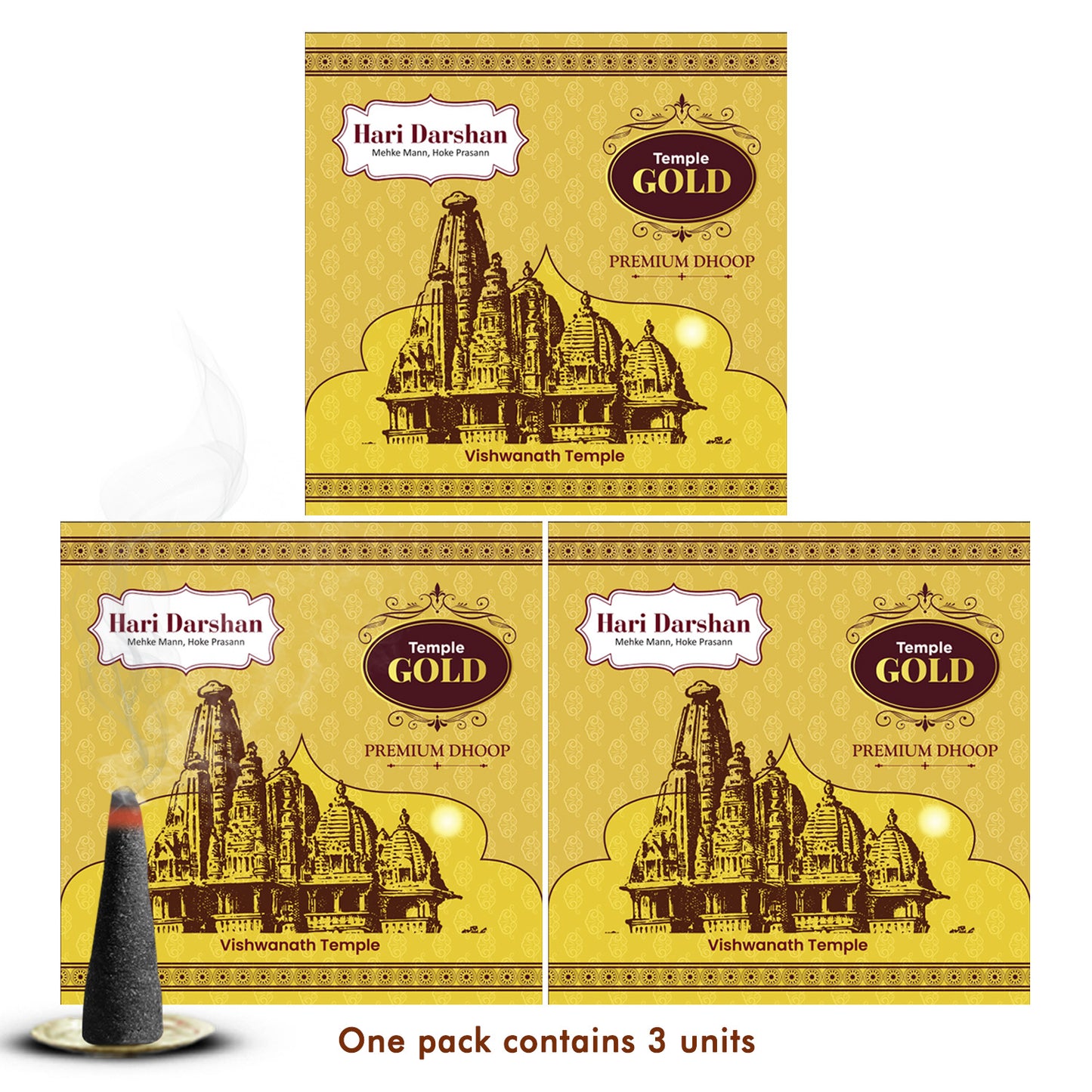 Temple GOLD Premium Dhoop - 100g Each - Approx 10 sticks in Each Pack