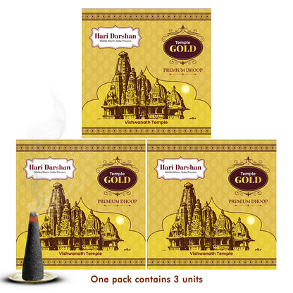 Temple GOLD Premium Dhoop - 100g Each - Approx 10 sticks in Each Pack
