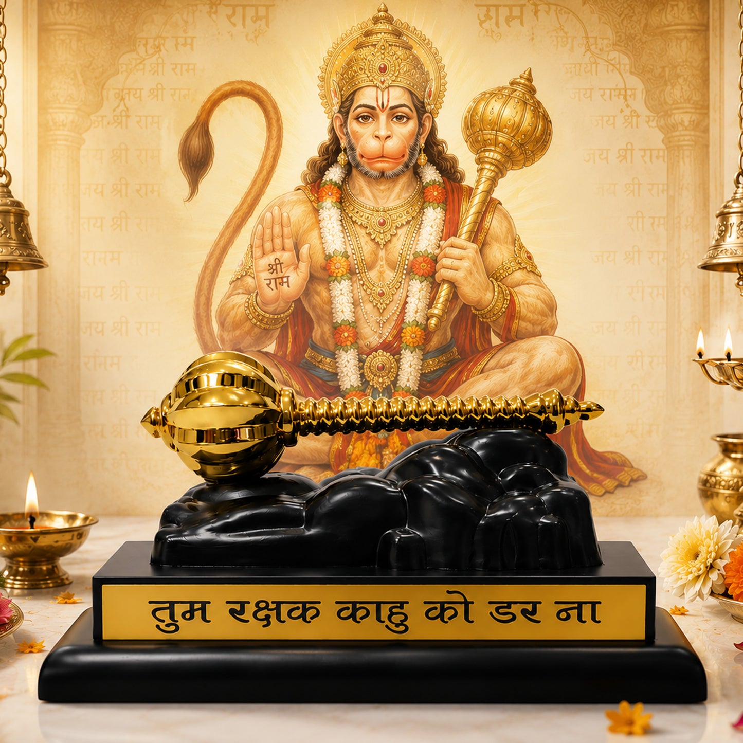 Golden Hanuman Gada | Bajrangbali Gada for Home, Mandir & Pooja