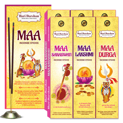 Combo of Maa Premium Agarbatti - Maa Saraswati, Maa Lakshmi, Maa Durga Agarbatti - Pack of 6