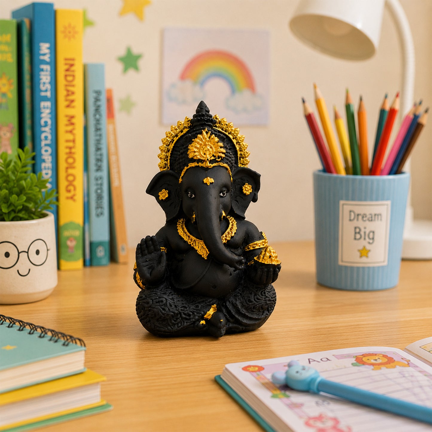 Mini Ganesh Statue | Lord Ganesha Murti for Home, Mandir & Pooja - Black