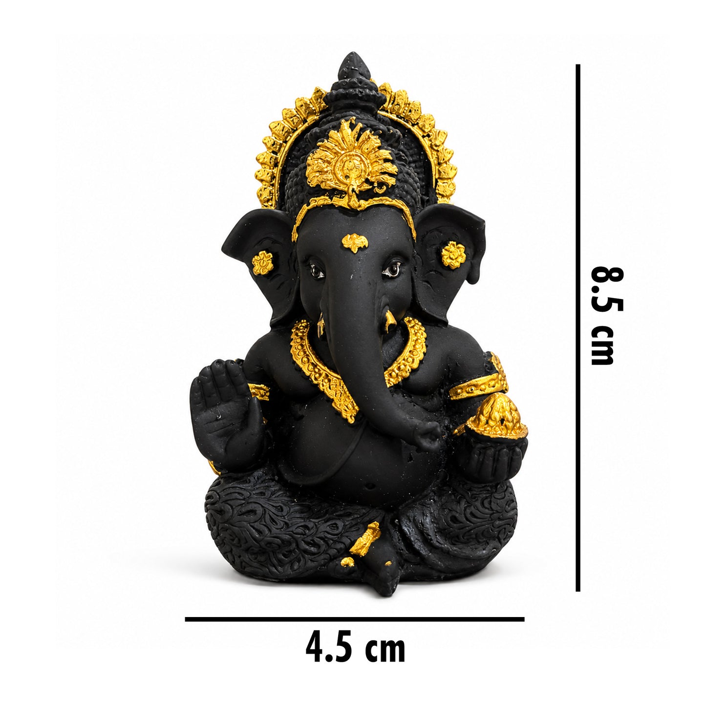 Mini Ganesh Statue | Lord Ganesha Murti for Home, Mandir & Pooja - Black