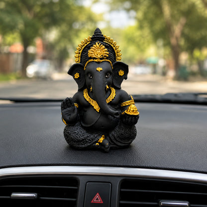 Mini Ganesh Statue | Lord Ganesha Murti for Home, Mandir & Pooja - Black