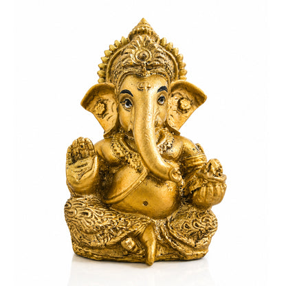 Mini Ganesh Statue | Lord Ganesha Murti for Home, Mandir & Pooja - Gold
