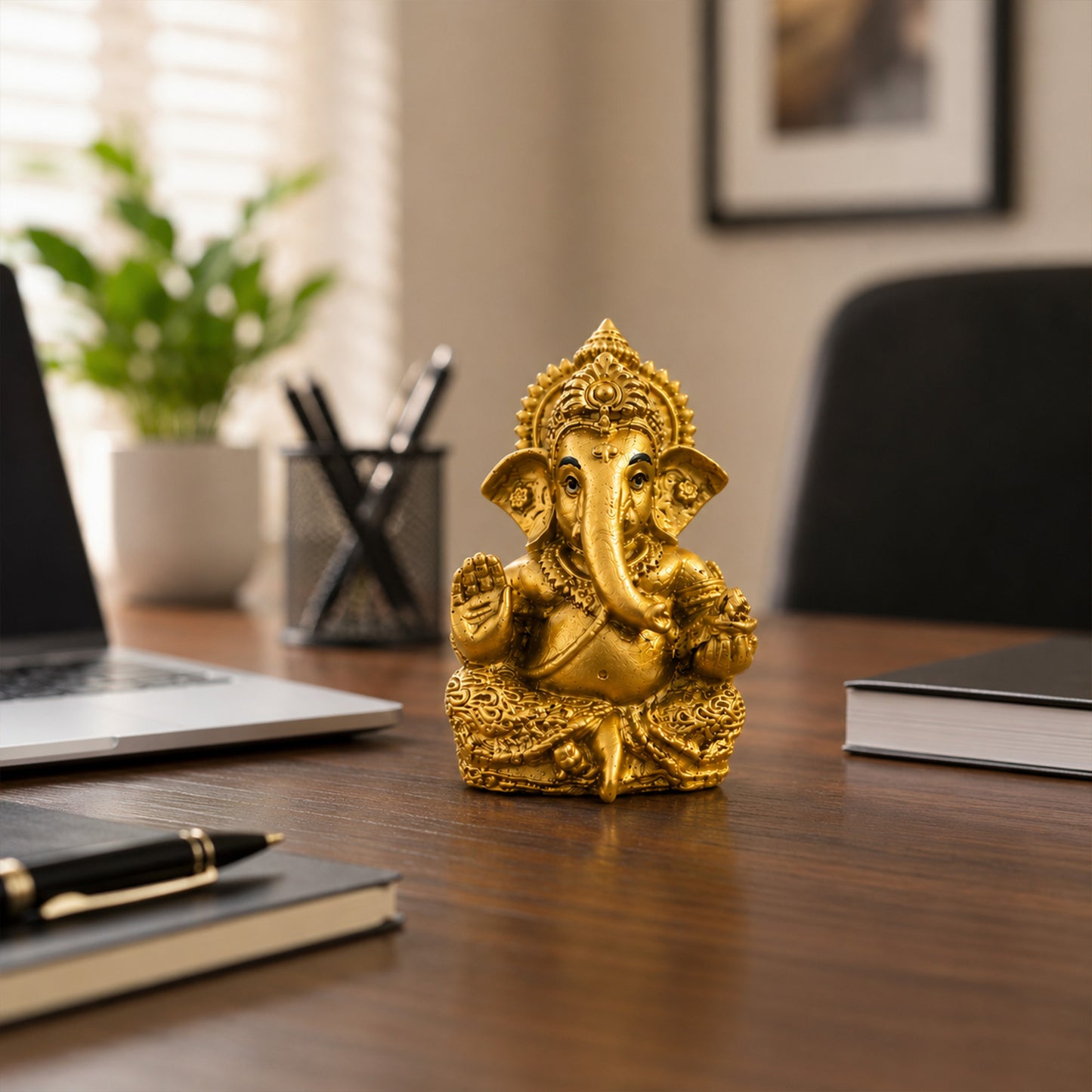 Mini Ganesh Statue | Lord Ganesha Murti for Home, Mandir & Pooja - Gold