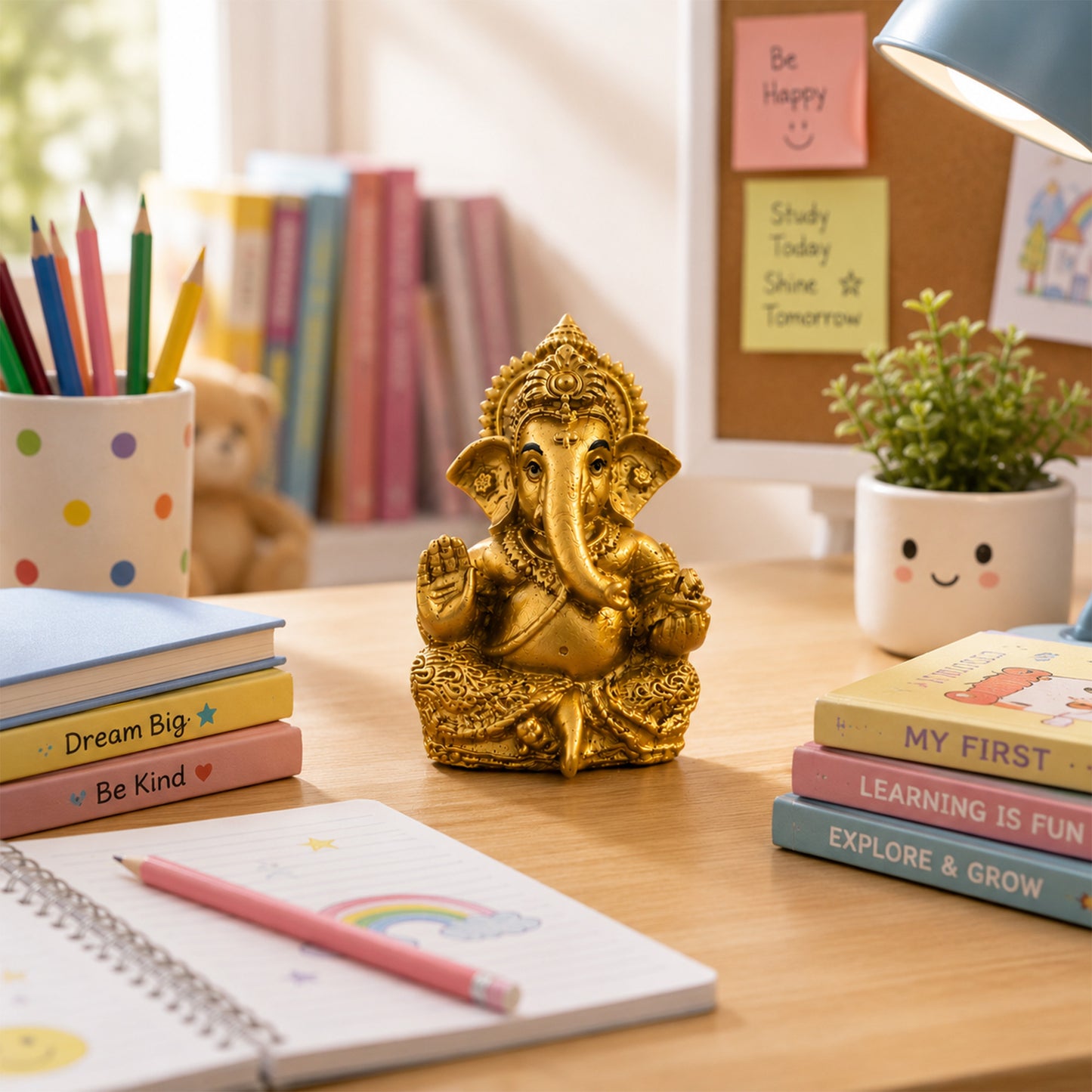 Mini Ganesh Statue | Lord Ganesha Murti for Home, Mandir & Pooja - Gold