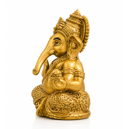 Mini Ganesh Statue | Lord Ganesha Murti for Home, Mandir & Pooja - Gold