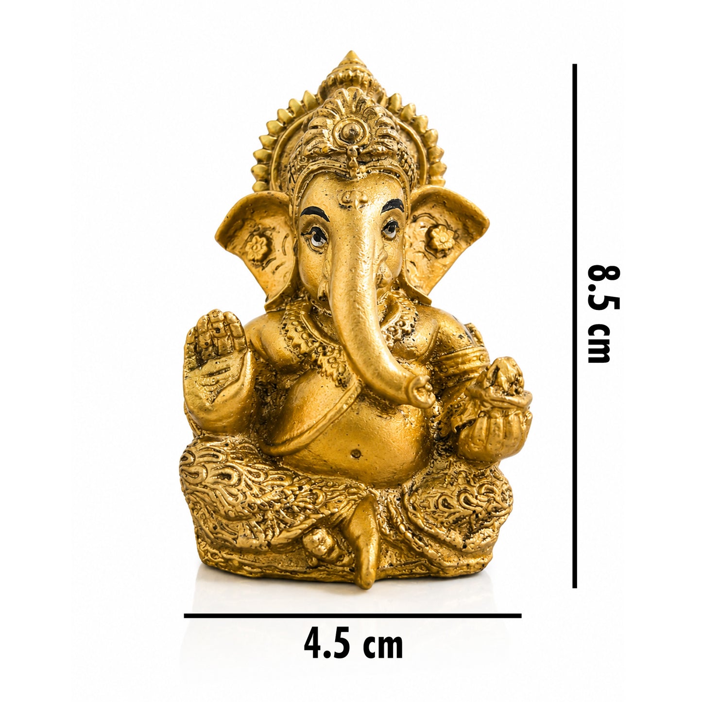 Mini Ganesh Statue | Lord Ganesha Murti for Home, Mandir & Pooja - Gold
