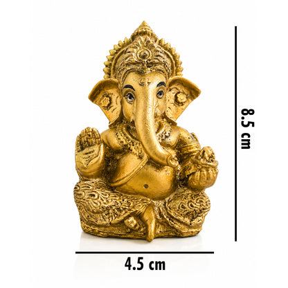 Mini Ganesh Statue | Lord Ganesha Murti for Home, Mandir & Pooja - Gold