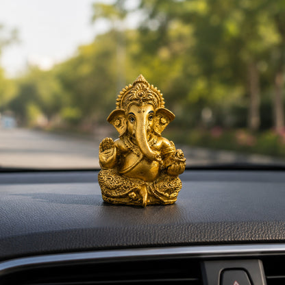Mini Ganesh Statue | Lord Ganesha Murti for Home, Mandir & Pooja - Gold