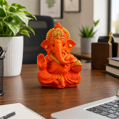 Mini Ganesh Statue | Lord Ganesha Murti for Home, Mandir & Pooja - Saffron