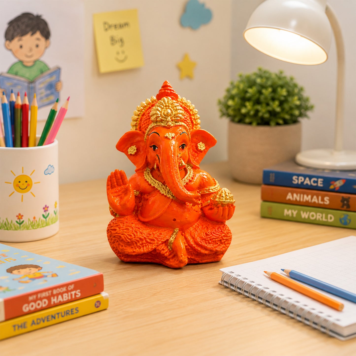 Mini Ganesh Statue | Lord Ganesha Murti for Home, Mandir & Pooja - Saffron
