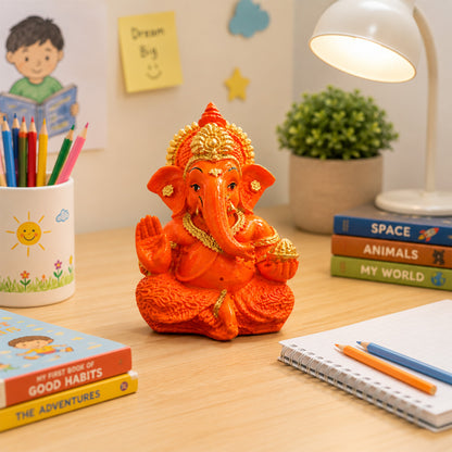Mini Ganesh Statue | Lord Ganesha Murti for Home, Mandir & Pooja - Saffron