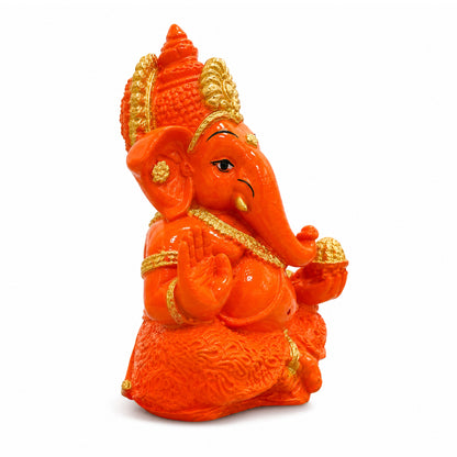 Mini Ganesh Statue | Lord Ganesha Murti for Home, Mandir & Pooja - Saffron