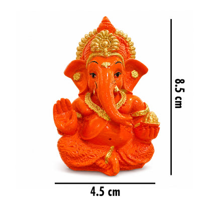Mini Ganesh Statue | Lord Ganesha Murti for Home, Mandir & Pooja - Saffron