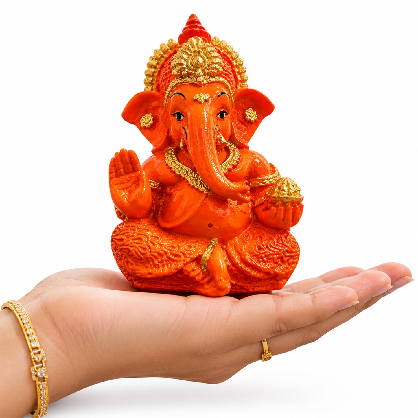 Mini Ganesh Statue | Lord Ganesha Murti for Home, Mandir & Pooja - Saffron