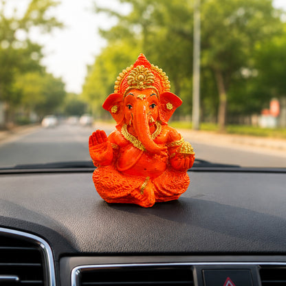 Mini Ganesh Statue | Lord Ganesha Murti for Home, Mandir & Pooja - Saffron