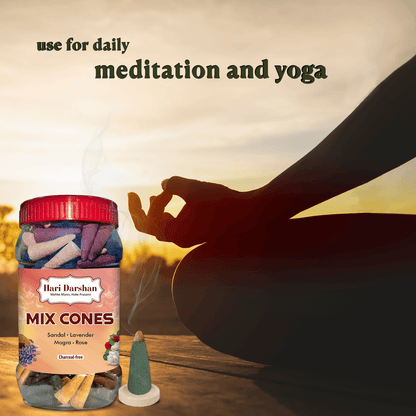 Mix Dhoop Cones - Rose, Mogra, Lavender & Sandal - 450gm Jar