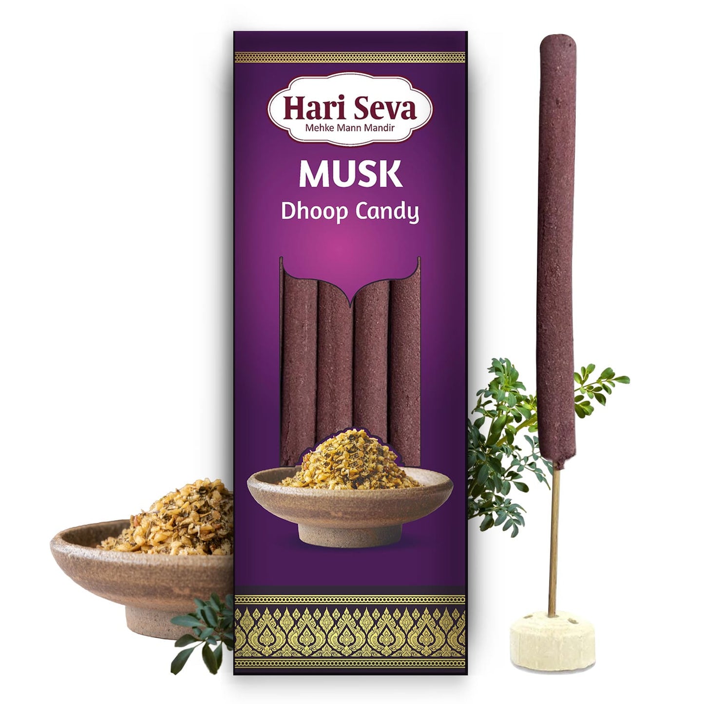 Hari Seva Candy Dhoop & Agarbatti Combo - Rose, Mogra, Loban & Chandan (Pack of 4)