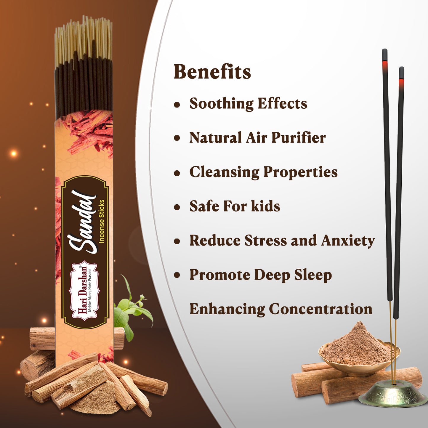 SANDAL - Perfumed Muttha Incense Stick - 225g